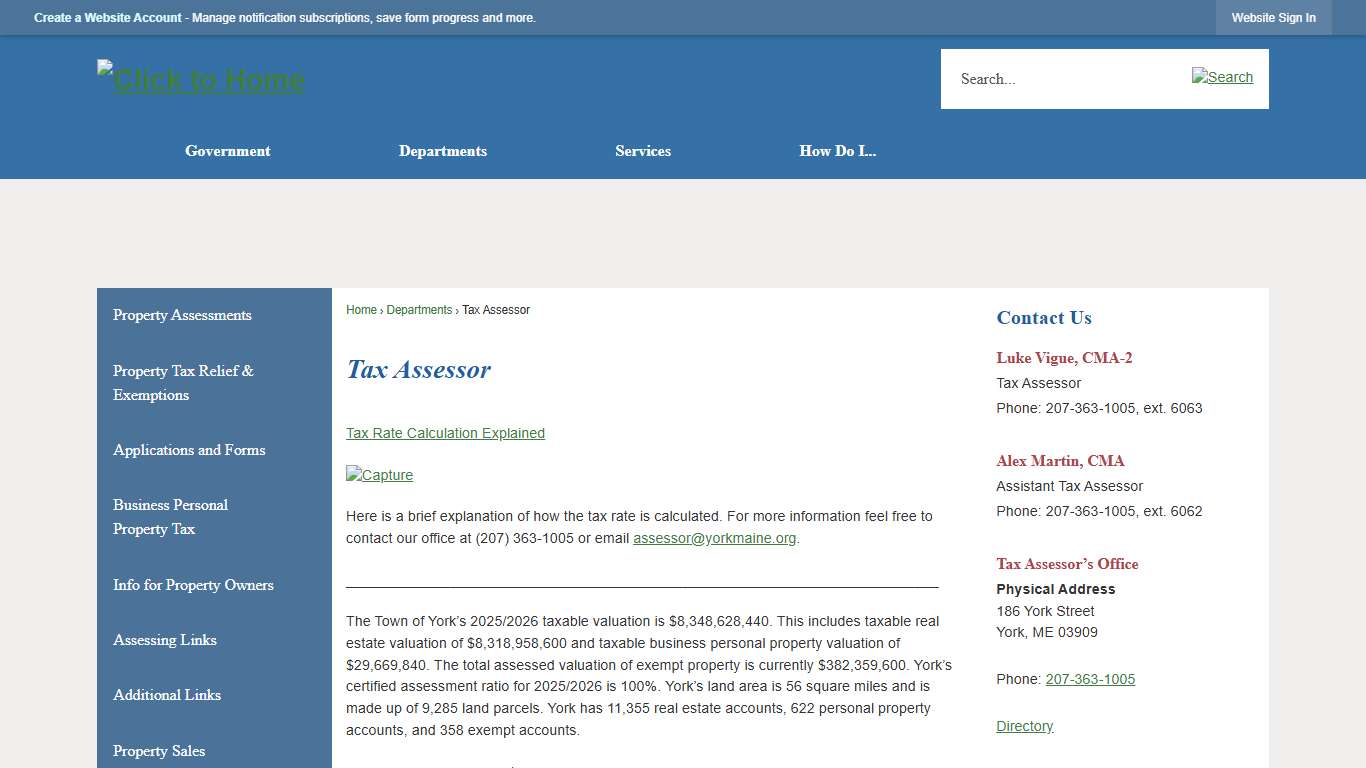 Tax Assessor York, ME